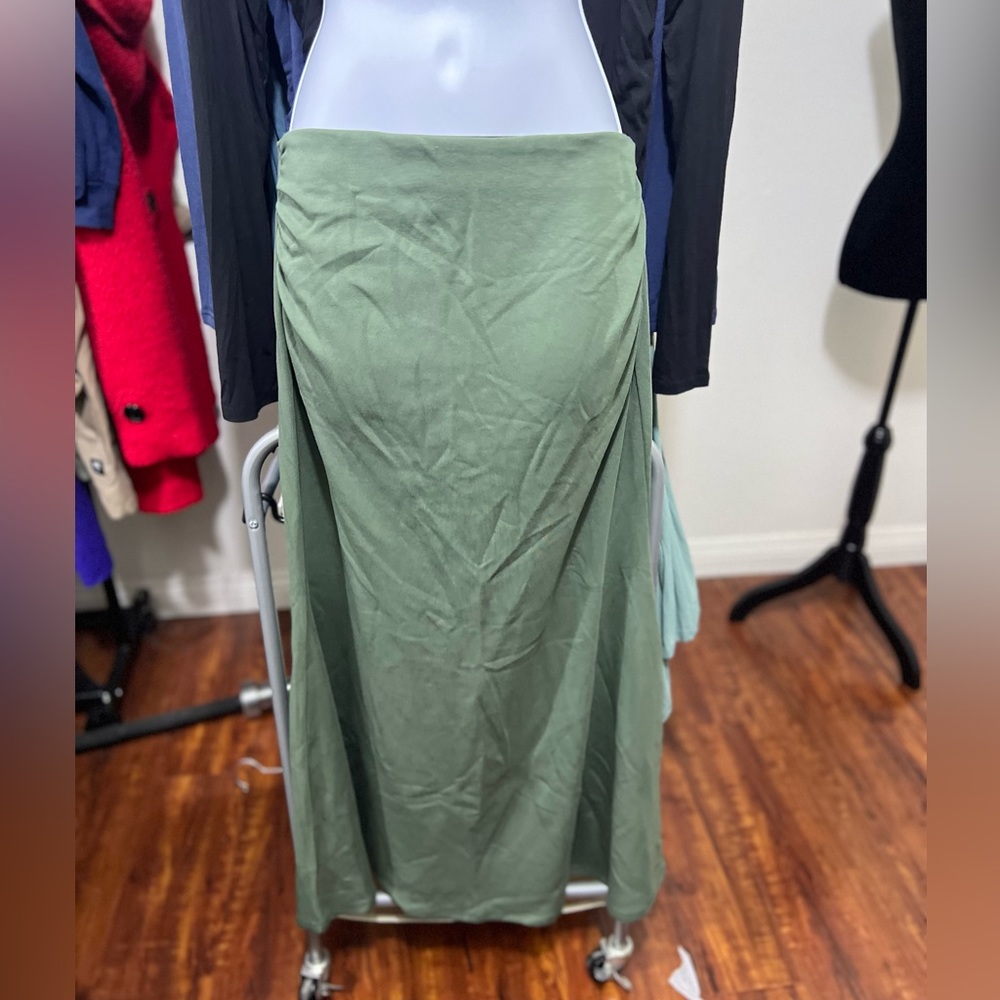 OGL Ruched Side Mermaid Maxi Skirt-Brushed Inside - Picture 2 of 8